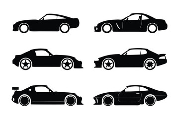 Classic Cars Silhouette: A collection of sleek, vintage automobile silhouettes in striking black, evoking the timeless elegance and power of automotive design.