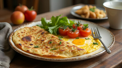 Comforting Indian Breakfast with Curd and Flatbread