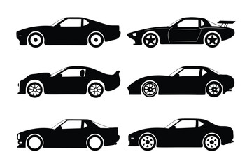 Six Classic Sports Car Silhouettes 