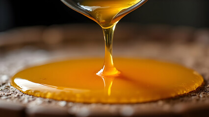 honey dripping from a wooden spoon