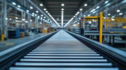 Fototapeta premium Empty conveyor belt in a modern factory