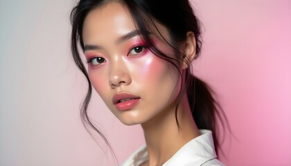 Fototapeta premium Radiant Asian Woman Makeup Look Beauty Portrait