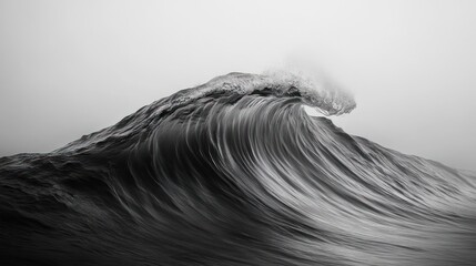 A grayscale wave, dramatic and powerful