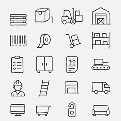 minimalist vector illustrations representing warehouse and storage essentials