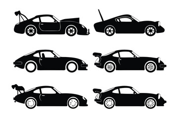 Classic Car Silhouettes: Collection of sleek car silhouettes capturing vintage automobile design