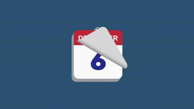 Animated calendar showing December 1 to 31. Perfect for schedule, planning, deadline, and time management. Clean flat design animation.