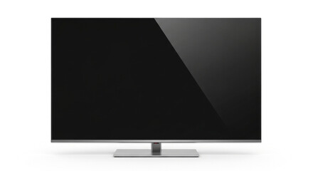 black lcd monitor Modern 4K TV with Sleek Stand Isolated on White Background Minimalist Smart TV with Blank Screen on White Background Elegant Flat Screen TV Mounted Above a Modern TV Stand