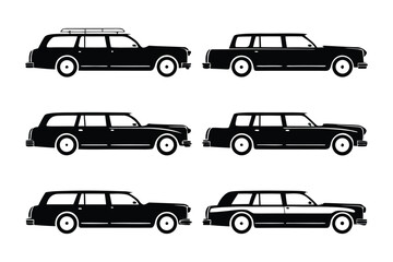 Classic Black Cars: An array of timeless black vehicles, each representing an era of automotive elegance and sophistication, a testament to classic design.