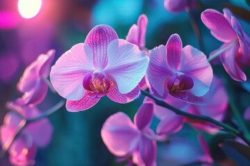 Colorful orchids display their beauty in a seamless timelapse of vibrant florals, the beauty of colorful orchids seamless time lapse virtual Photo Background