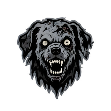black and white zombie dog head logo