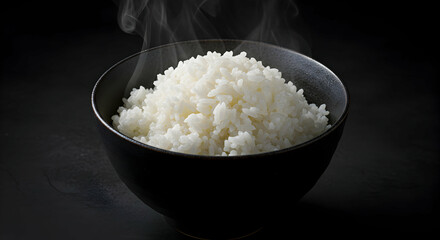 Steaming Hot Bowl of Perfectly Cooked White Rice Delicious Asian Cuisine Food Photography