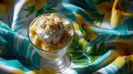 Sweet Pineapple Coconut Dessert with Whipped Cream