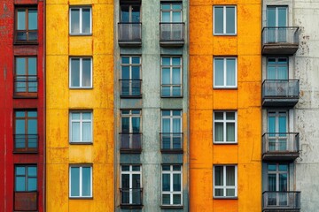 Vibrant architecture of residential building facades in Berlin showcasing colorful patterns and modern design, Residential building architecture facades in Berlin capital city of Germany
