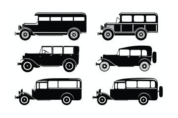 Classic Car Collection: A collection of beautifully illustrated vintage cars, evoking nostalgia and charm with their distinct silhouettes and timeless design.