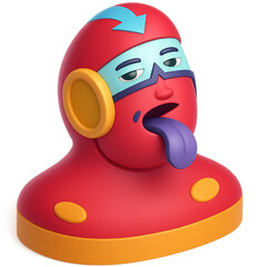 3D Red Hero Figure With Tongue Out