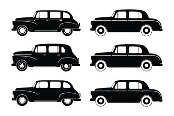 Classic Car Silhouettes: A sleek collection of vintage car silhouettes, evoking a sense of nostalgia for the golden age of automobiles and offering a glimpse into automotive history.