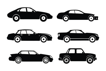 Silhouette of Various Car: A collection of sleek, black car silhouettes, capturing the essence of automotive design with their diverse shapes and styles.
