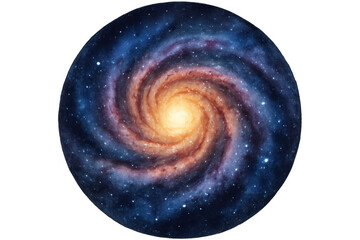 Colorful spiral galaxy rotating in the vastness of deep space, isolated on transparent background, perfect for space-themed projects
