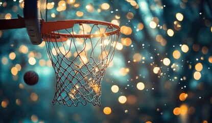Basketball hoop with lights, magical night game
