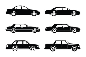 Silhouette of Cars: A sleek collection of car silhouettes, capturing the essence of automobile design and transport. Suitable for projects related to transport, travel, and design.