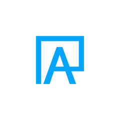 Bold Blue Letter A within a Square Frame Logo Design
