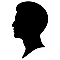 Abstract vector illustration showing a black human head silhouette in profile