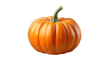 Obraz premium A vibrant orange pumpkin with deep ridges and a green stem, symbolizing autumn and harvest, isolated on a clean transparent background