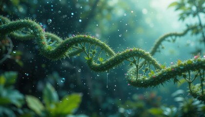 Fototapeta premium Enchanted DNA Helix: A Mystical Rainforest