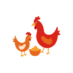  feeding-chickens-on-white-background--.svg