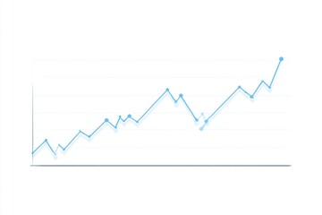 Naklejka premium Light blue line graph showing upward trend with fluctuations