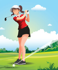 little girl playing golf