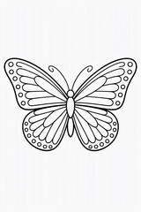 A simple butterfly illustration isolated on white background, ideal for a coloring book page