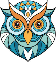 owl on a branch mandala art animal color