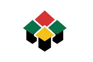 Geometric logo, four colored rhombuses