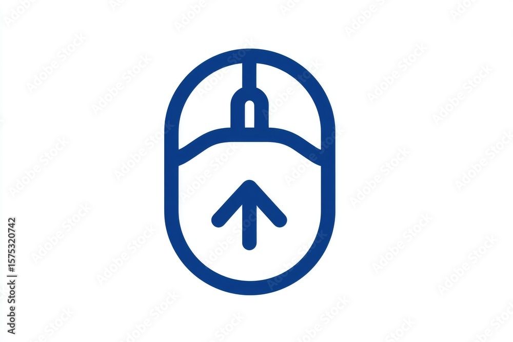 Fototapete simple blue outline computer mouse with an up arrow