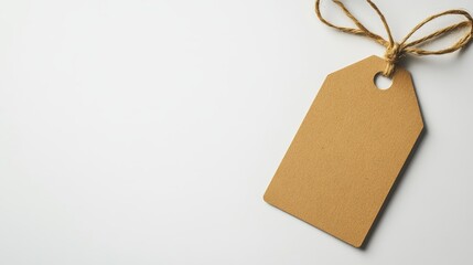 A light beige tag with a jute string.