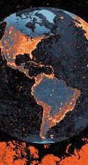 Earth at night, light pollution