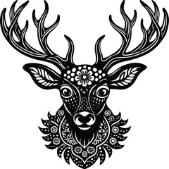 deer head silhouette ornament element