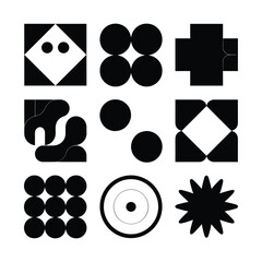 Minimalist Black and White Geometric Shapes and Patterns Set