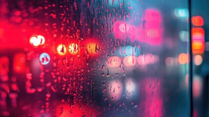 Abstract City Lights Through a Rainy Window