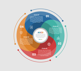 circle shape infographic diagram with wave circle cycle like fan propeller with 4 step for slide presentation © hengky