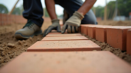 Worker Laying Bricks