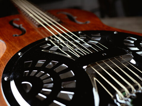 Vintage Resonator acoustic dobro blues guitar.