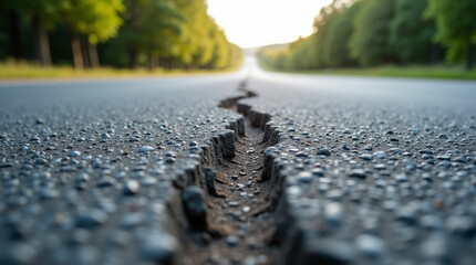 Cracked Road from an Earthquake or Damage