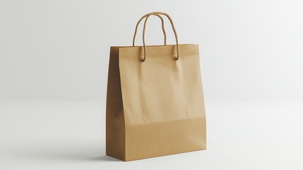 Recycled paper shopping bag mockup on a plain background.