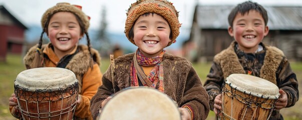 Villagers joyfully celebrate festival with folk music and dance in vibrant community gathering