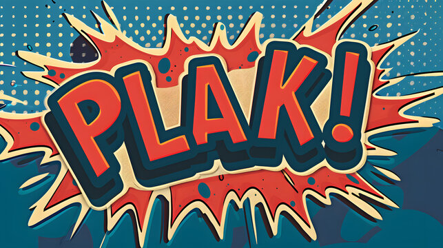 Sticker comic slap effect with text PLAK flat illustration