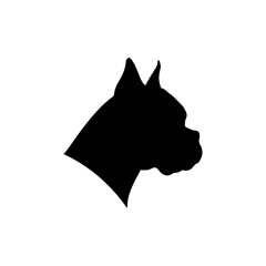 Boxer dog head silhouette vector flat illustration design.