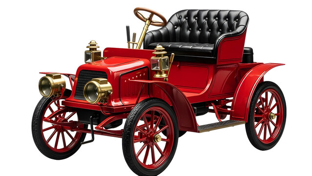 Antique car vintage vehicle classic automobile oldtimer transportation automotive history red car show 1900s on transparent background