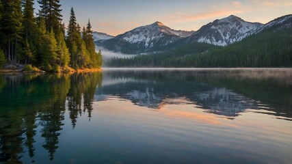 Obraz premium Mountain Reflections in a Clear Lake